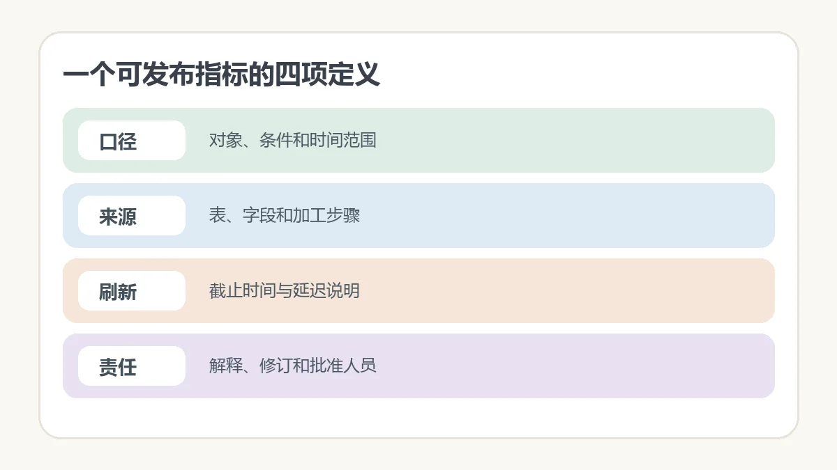 一个可发布指标的四项定义