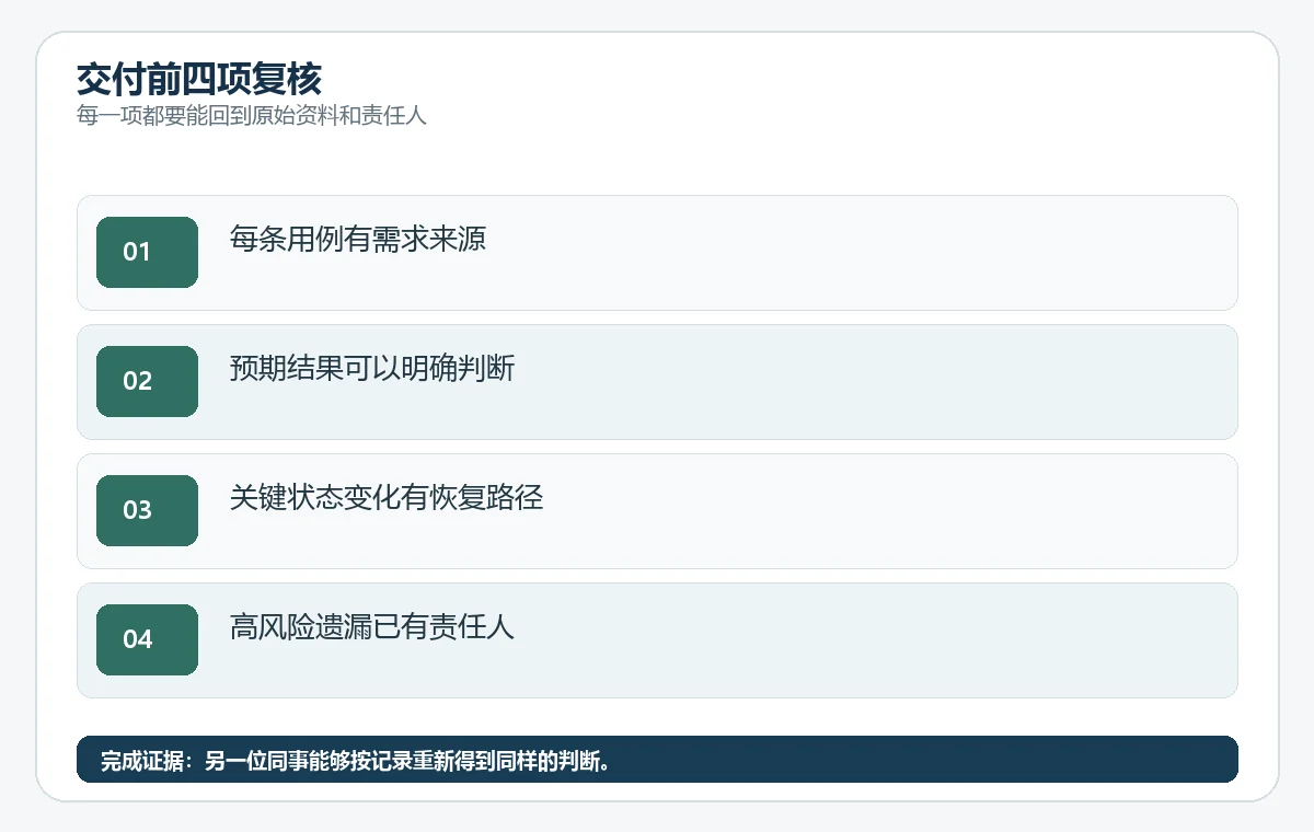 哪些场景已经有可执行验收条件,哪些必须退回产品补充规则的发布前复核清单