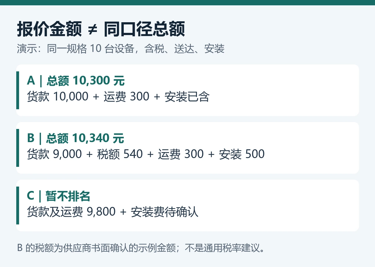 三家供应商的报价，一家含税、一家不含运费，到底怎么比？ - 技能提升网