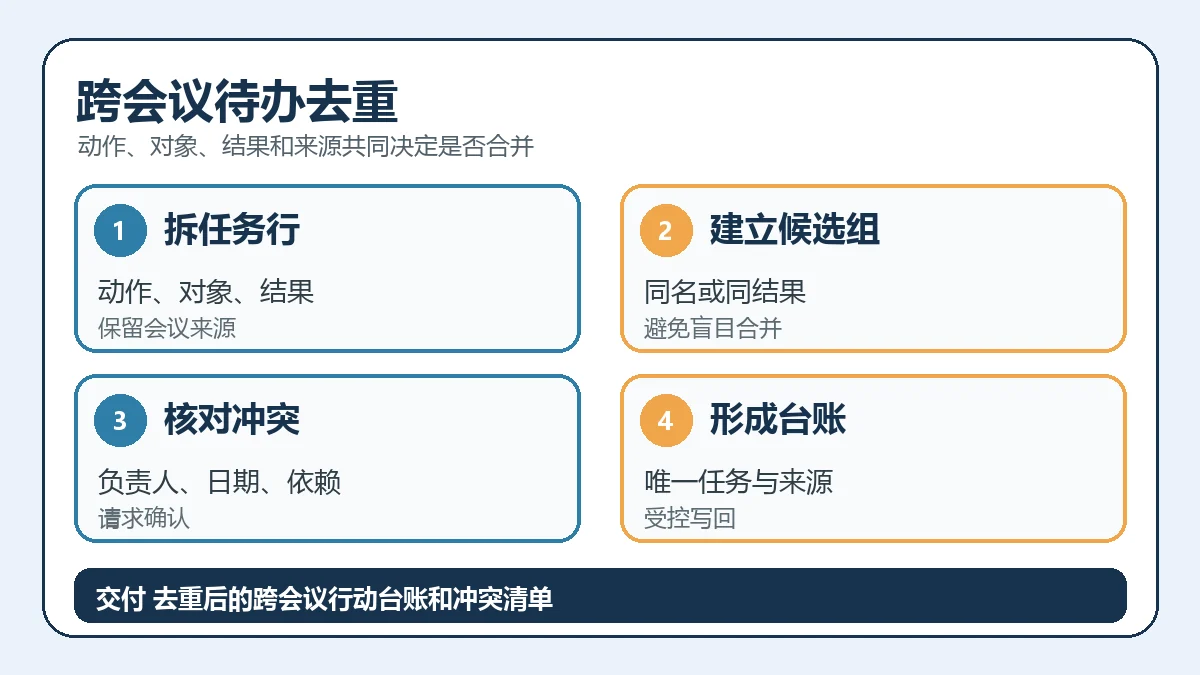 跨会议待办去重