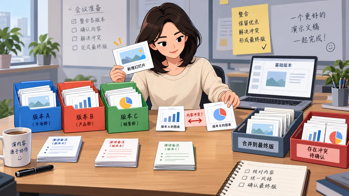 一份PPT被三个人各改一版，AI合并时怎样保住新增页面和不同意见？ - 技能提升网
