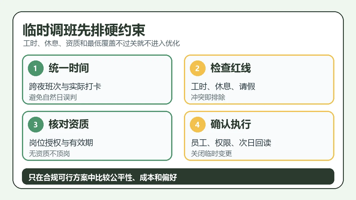 临时调班先排硬约束